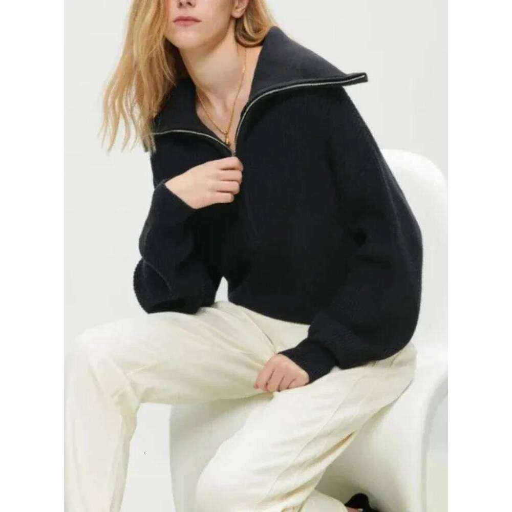 Elegant Turtleneck Zipper Women Fashion Loose Long Sleeve Knitted Pullover Casual Solid Winter 2025 New Sweater Z260314