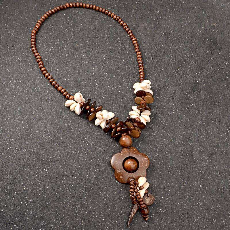 UDDEIN Bohemian long pendant women wood chain shell flower statement jewelry wholesale vintage maxi necklace H260312