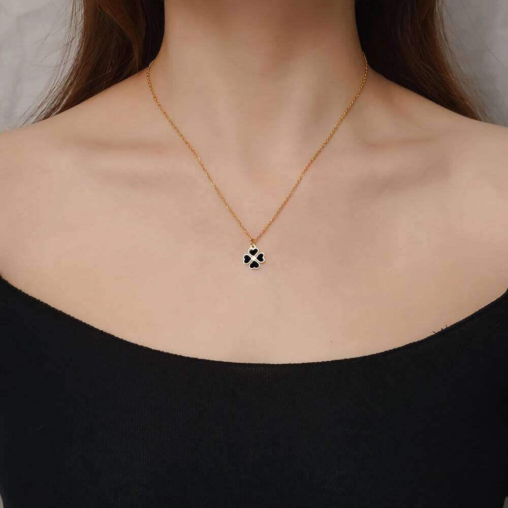 Stainless Steel Luck Cr Silver Color And Gold Plated Fashion Trend Pendant Necklace Jewelry Gift For Women H260312