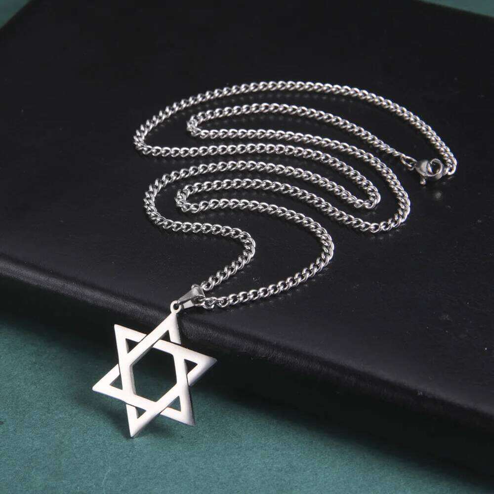 Skyrim Star of David Hexagram Choker Necklace for Men Women Gold Color Stainless Steel Neck Chain Israel Jewish Judaism Jewelry H260312