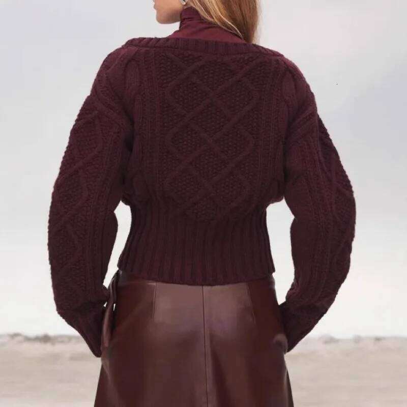 Sweaters for Women O-neck Thick 2025 New Chic Spring Kintted Casual Official Lady Crimson Z260313