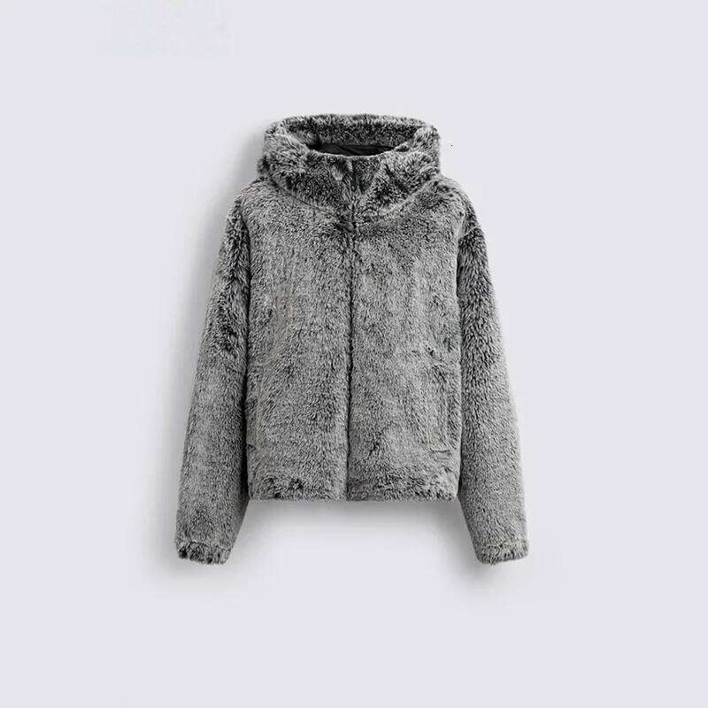 WTHT Fashion Men's Solid Color Thicken Faux Fur Coats Trendy American Style Hooded Loose Jackets Male 2025 Autumn 2A2284 Z260313