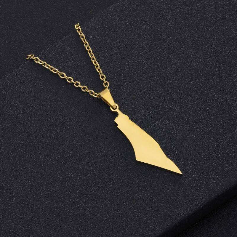Blank Gold Plated Stainless Steel Israel Palestine Map Pendant Necklace For Women Men Jewelry H260312