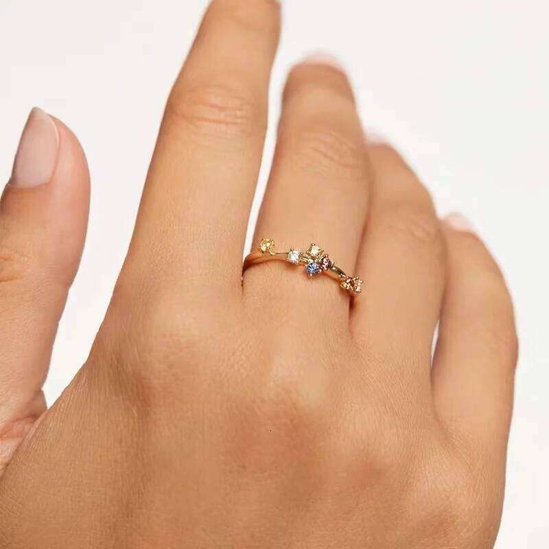 New 925 Sterling Silver Color Zircon Simple Charm Personality Women Ring Birthday Party Gift for Friends Exquisite Jewelry H260312