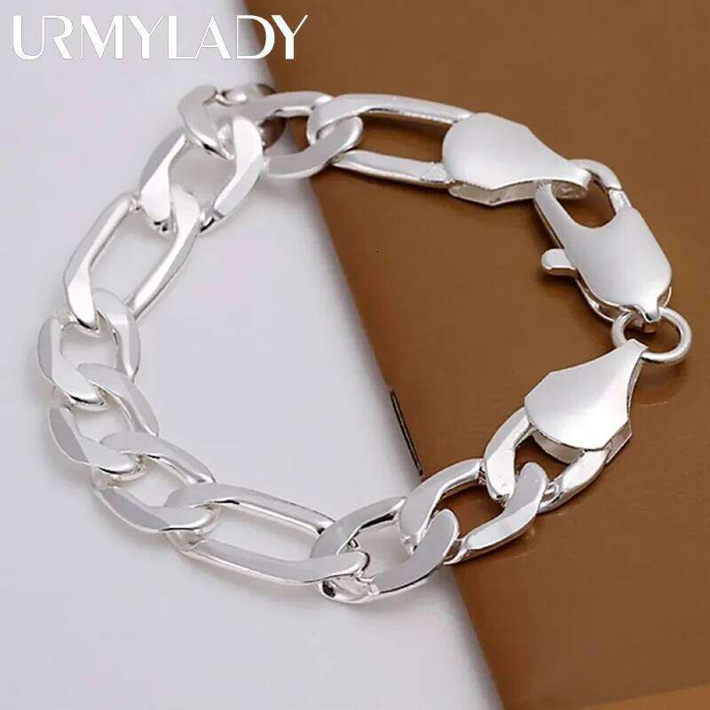 top quality beautiful 925 Sterling Silver Bracelet Jewelry fashion charm Men Women Chain 6/8/10/12MM Bracelets noble nice link Z260313