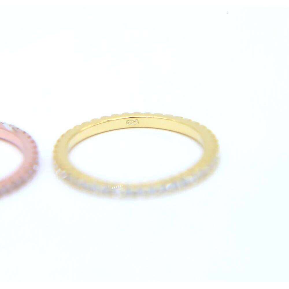 Sterling Silver thin line micro pave eternity 3 colors stack 925 silver cz ring H260312