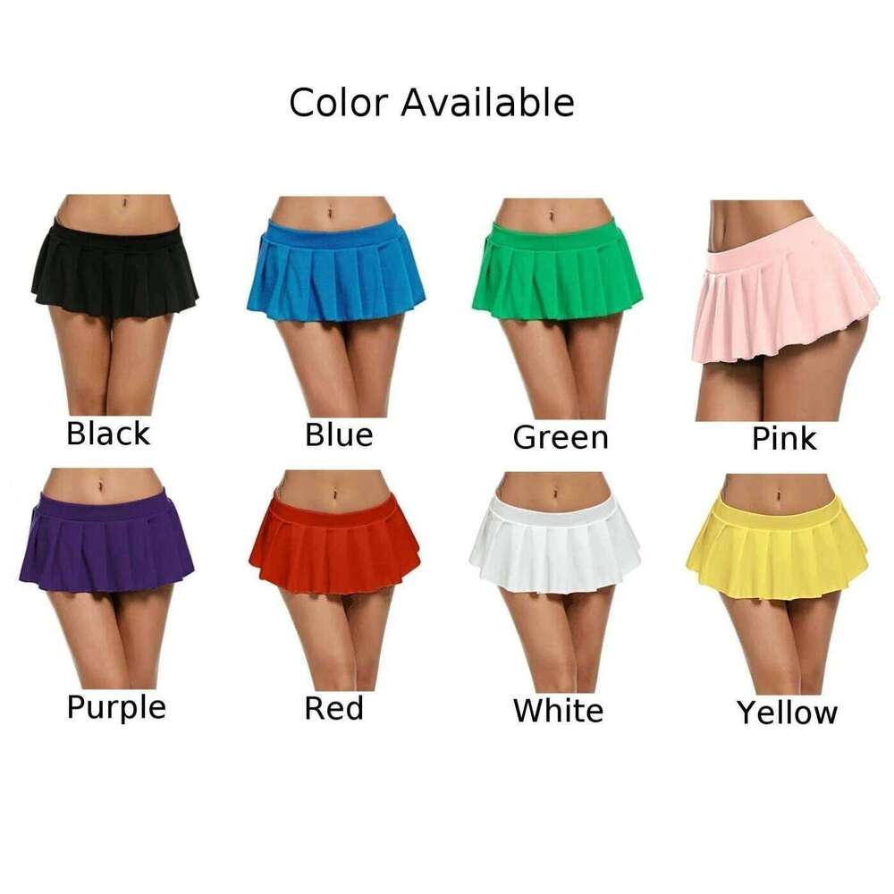 Sexy Women's Pleated Super Mini Skirt Solid Color Cosplay Lattice Club Party Performance Costume Skirts Female Clothing Z260314