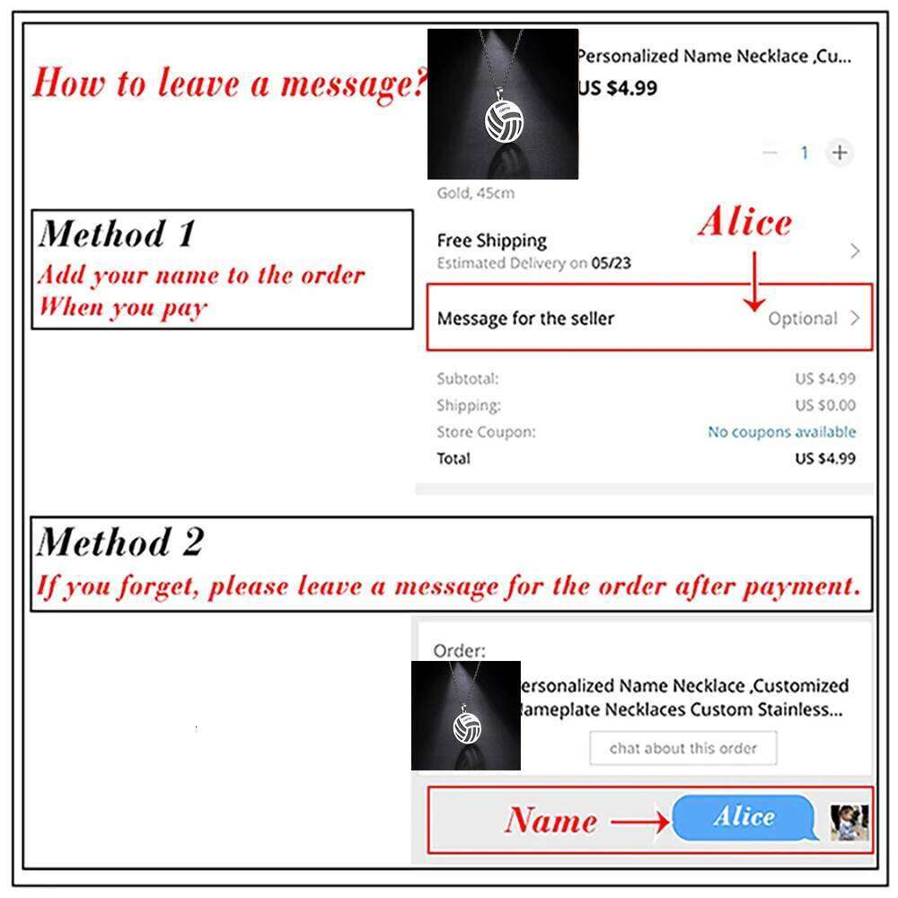 Sipuris Custom Women Stainless Steel Personalized Name Volleyball Necklace For Men Jewelry Christmas Gifts H260312