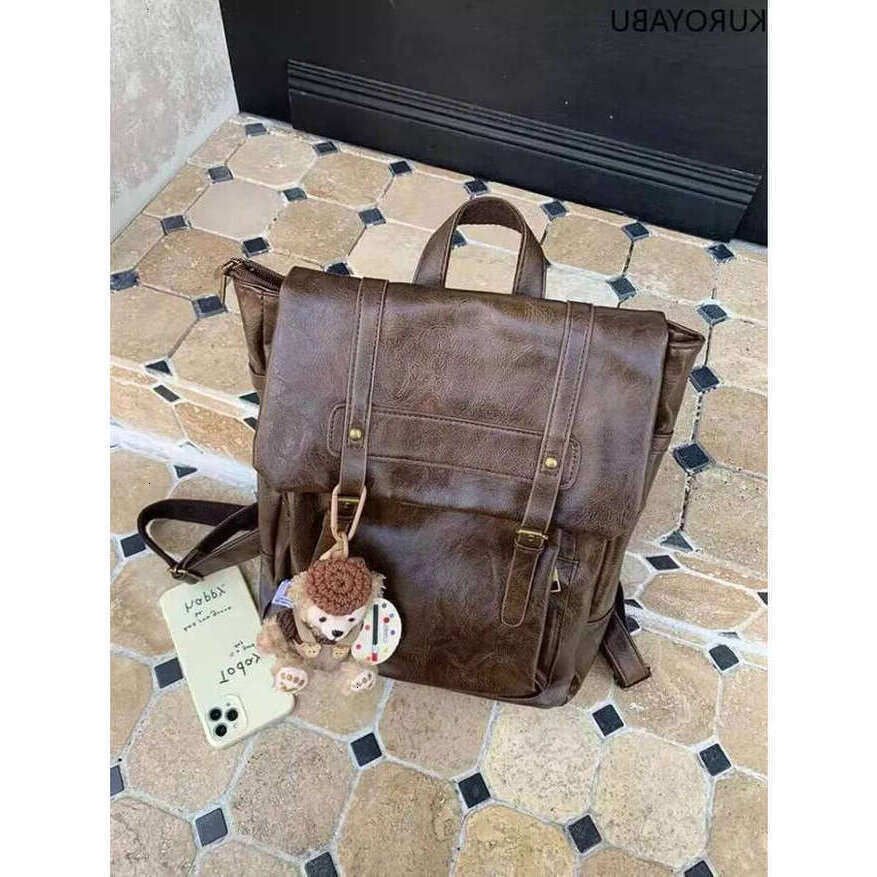 Vintage Brown Jk Backpacks Women High Street Preppy Style Pu Leather Backpack Ladies Harajuku Casual School Bag Fashion Y2k Bags Premium Backpack