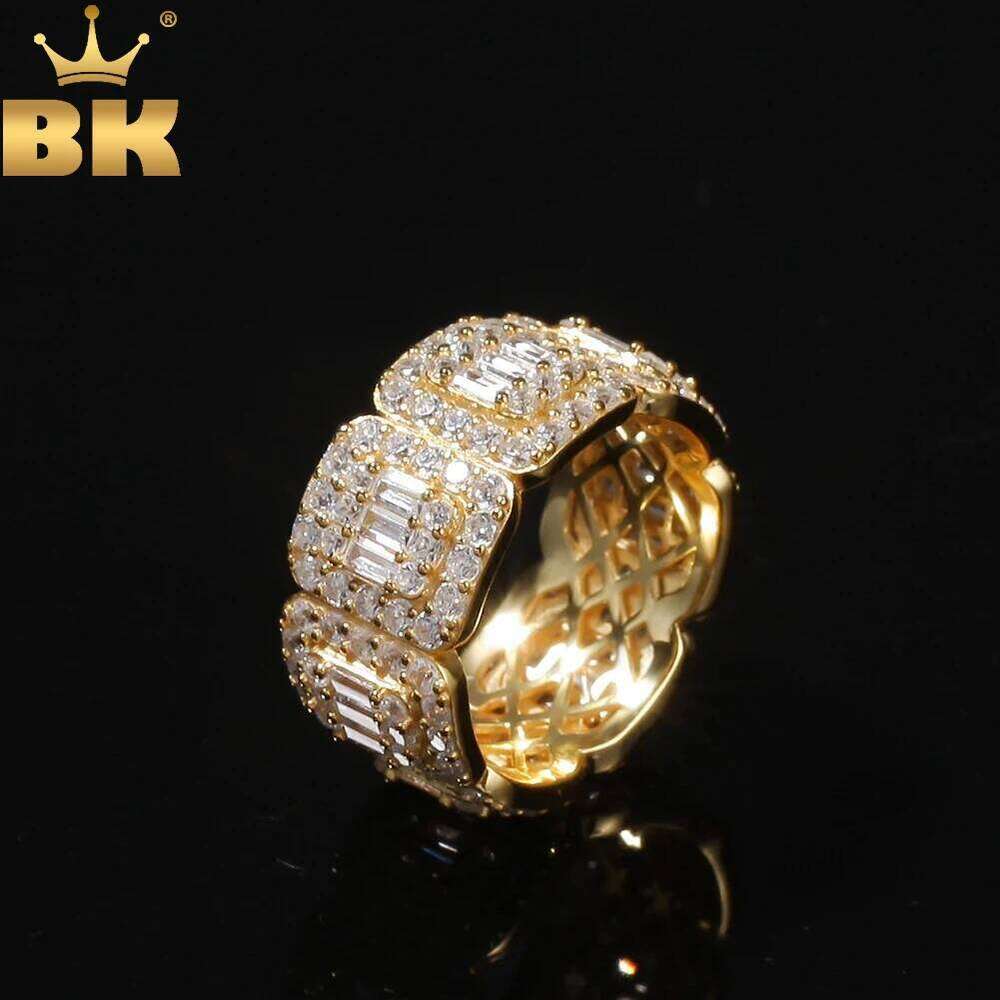 TBTK Fashion Silver Color 8mm/10mm Baguettecz Cluster Ring Square Zirconia Stones Luxury Jewelry Unisex H260312