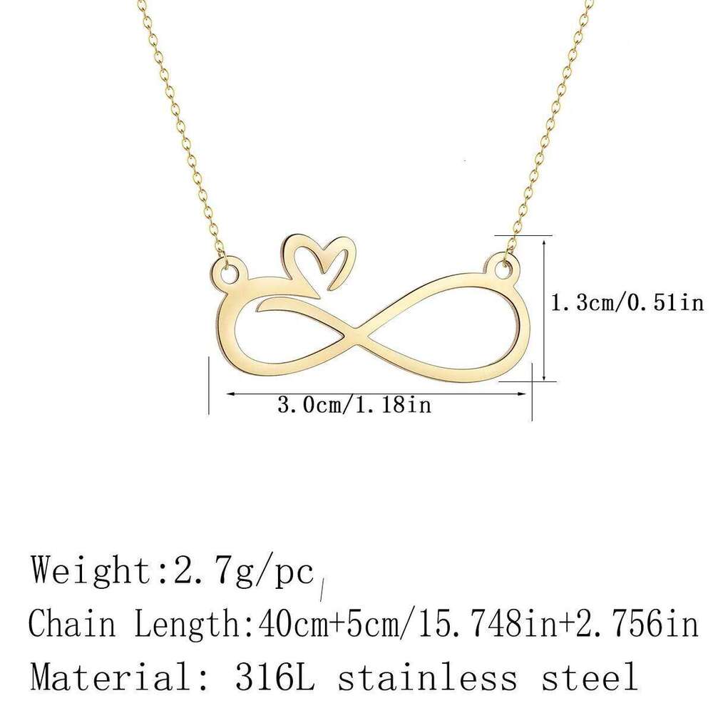 Kinitial Simple Infinity With Heart Pendant Necklace For Women Wedding Jewelry Stainless Steel Necklaces H260312