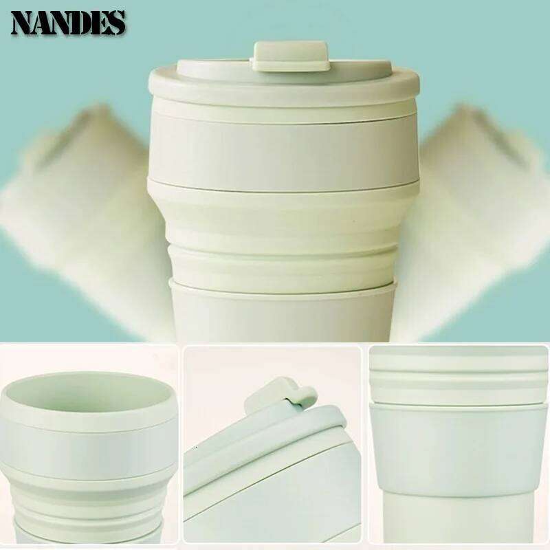 350ML/500ML Food-Grade Silicone Folding Collapsible Mug With Cover Hot Drink Cup For Camping Travel Outdoors Portable Z260314