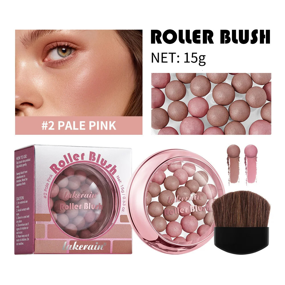 Lakerain ROLLER BLUSH Ball Blush Spherical Blush Pink Pearl Blush Delicate Brightening Female Exquisite Cosmetics 260305