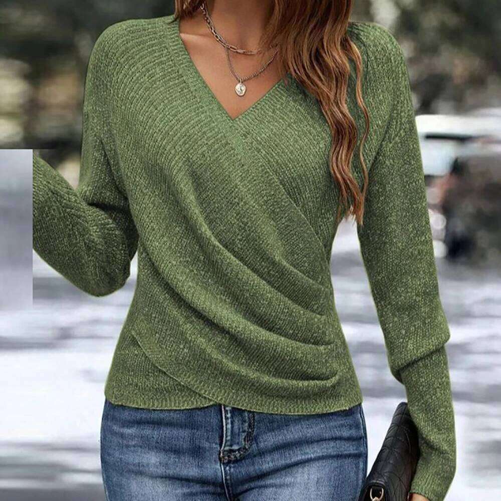 Fashion Knitwear Sweater Slim V Neck Long Sleeve Sweaters For Women Autumn Winter Jumper Tops Z260314