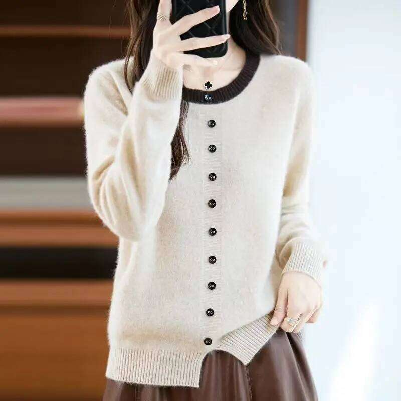 Women's Clothing O-neck Chic Patchwork Knit Pullovers Autumn Winter New Elegant All-match Fake Cardigan Single Breaste Sweaters Z260313