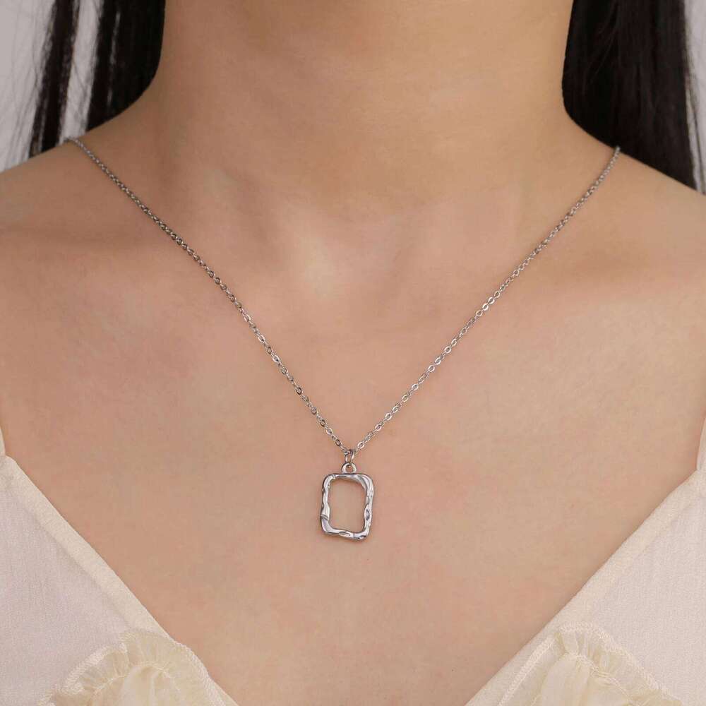 Skyrim Irregular Quadrilateral Pendant Necklace Women Girls Stainless Steel Neck Chain Minimalist Trendy Geometric Jewelry Gift H260312