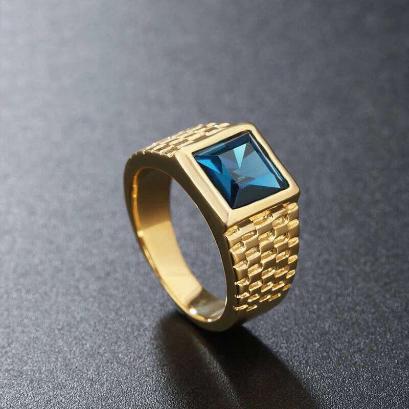 Multi Color Stone Rings for Men Women Hip Hop Punk High Quality Stainless Steel Ring Charm Party Jewelry Gift Dropshipping H260312