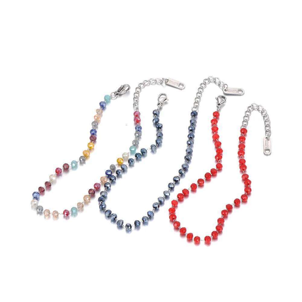 Lokaer Elegant Black Bead Choker Necklace Handmade 316L Stainless Steel 4mm Crystal Glass Beads Fashion Jewelry Gift N25026 H260312