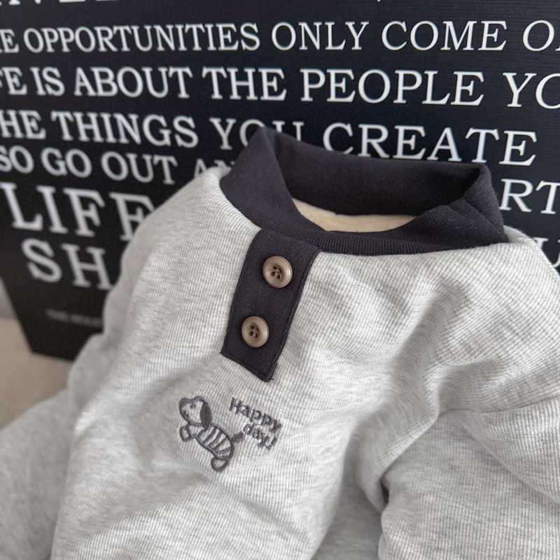 Pullover Children's silk cotton three-layer thickened thermal clothing boys' and girls' padded T-shirt toddler base layer shirt self-he