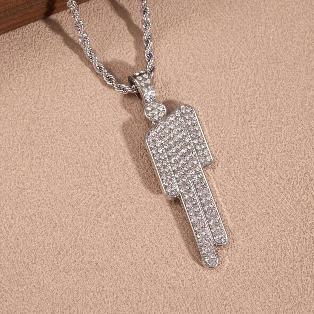 Men Fashionable Cartoon Rhinestone Pendant Necklace Trendy Hip Hop Unisex Pendants Wholesale Gemstone Lock Chain Women H260312