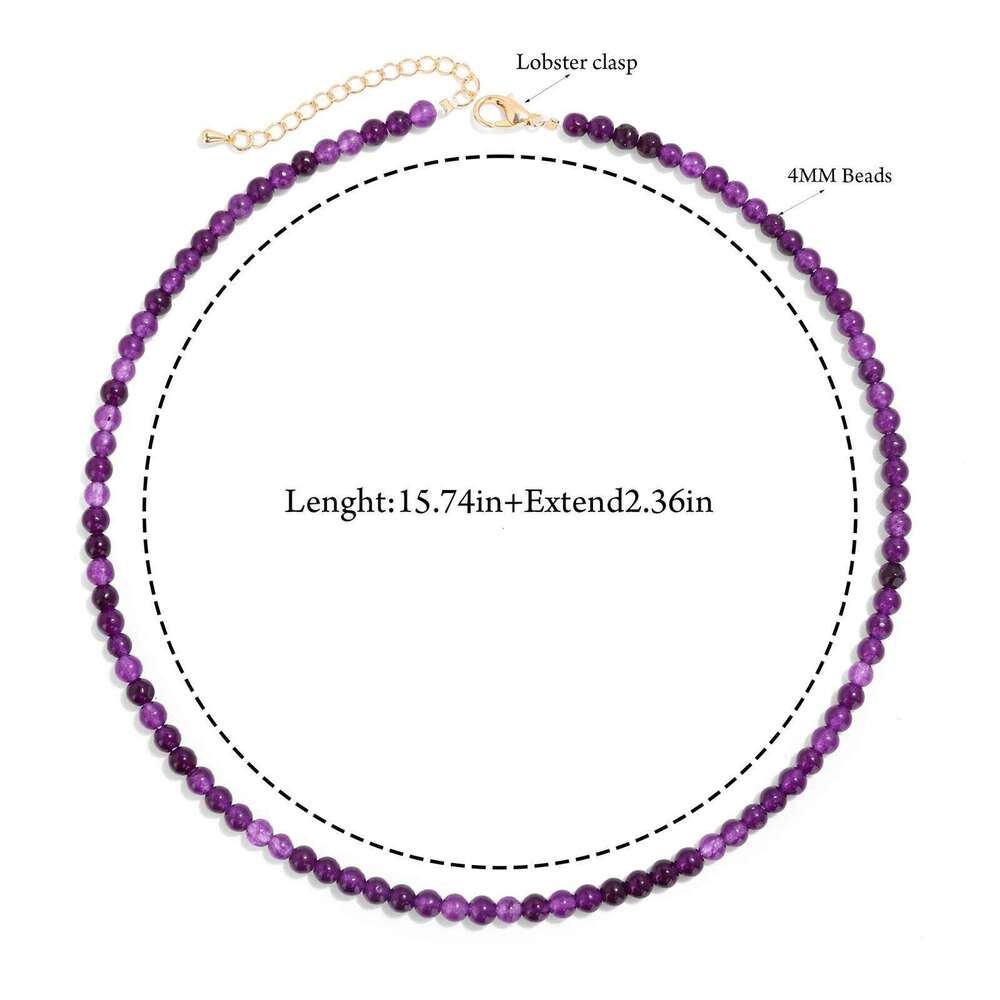 Bohemian Carnelian 4mm Round Beads Necklaces for Women Men Rose Quartzs Tiger Eye Amethysts Choker Friendship Jewelry H260312