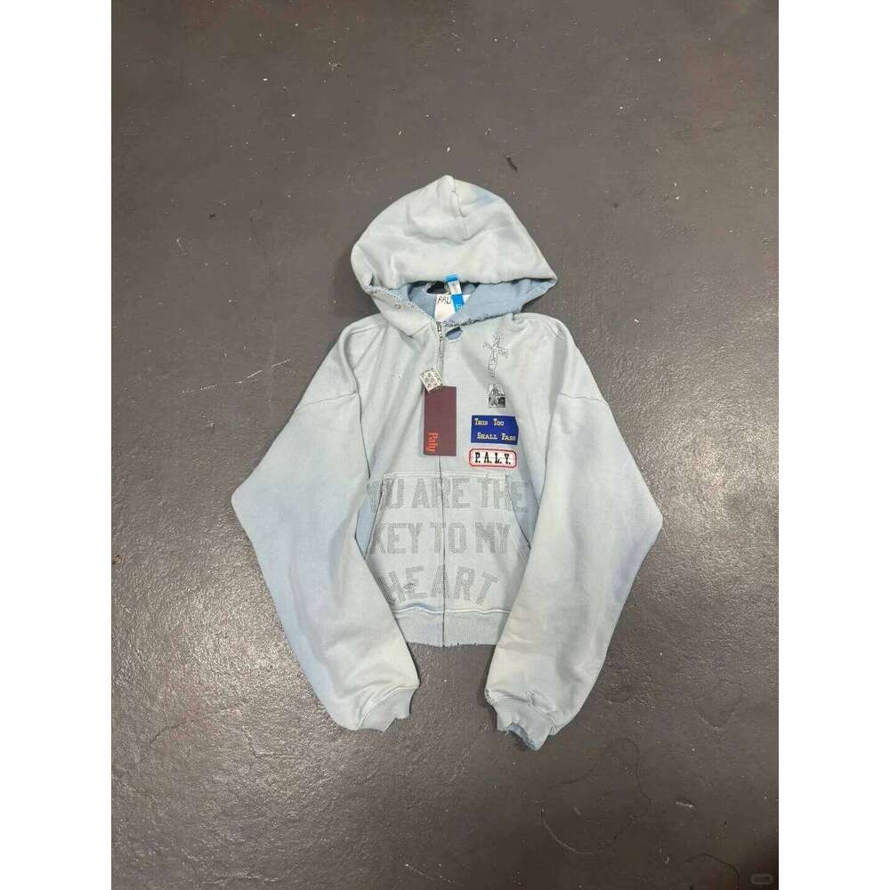 25ss High Quality Washed PALY Zipper Hoodie Street Fashion Men Women Vintage Oversized Casual Style Hooded Z260314