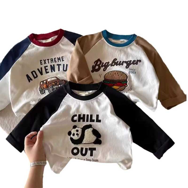 T-shirts New Spring and Autumn Patchwork Boys' Long Sleeve T-Shirt Cotton Base Shirt Children's Multi-Color Boys