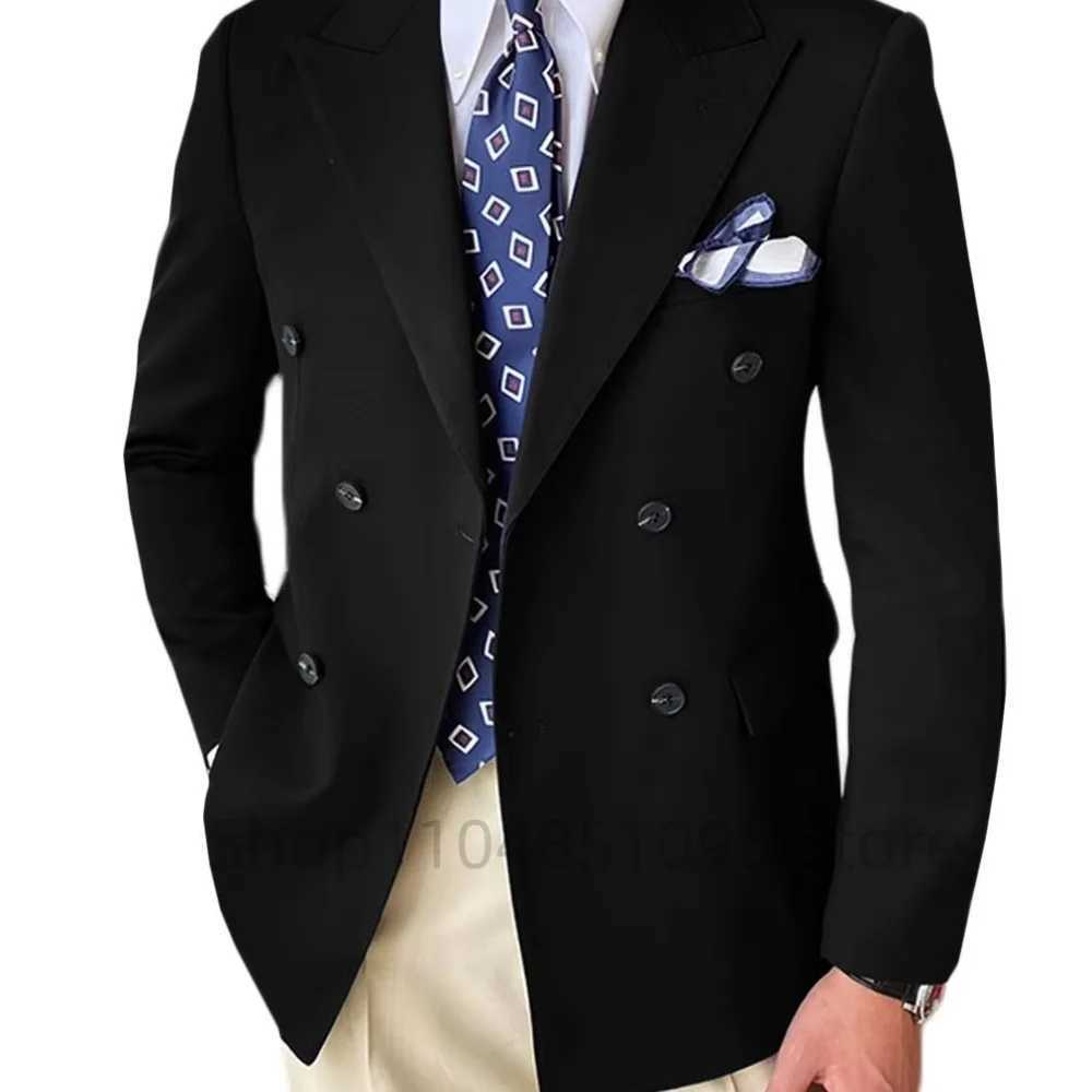 Men Wedding Suits Jacket Double Breasted Blazer Peak Lapel Suit Jacket for Men Business Party Prom Suits Tops One Coat M260313