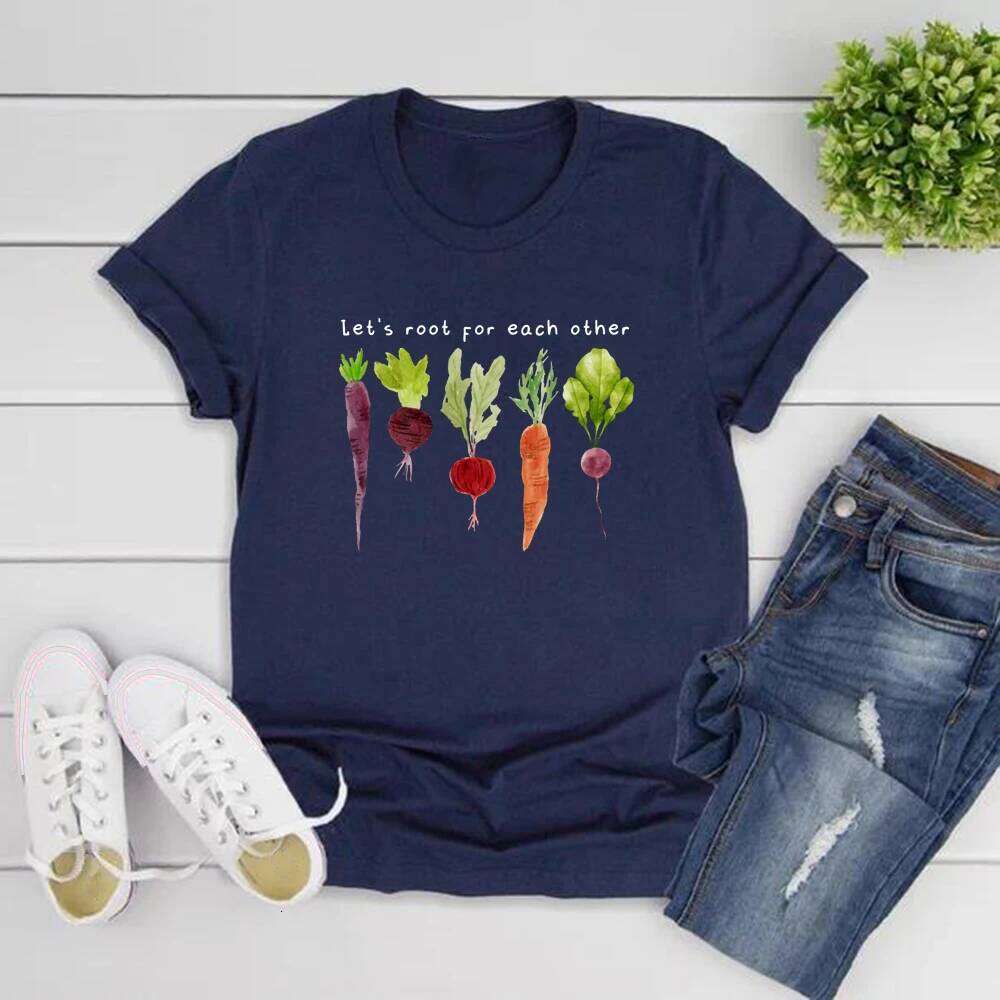 Lets Roots for Each Other Vegetable T-Shirt Uplifting T Shirt Unisex Short Sleeve Tshirt Vintage Gardening Tee Retro Women Tops Z260314