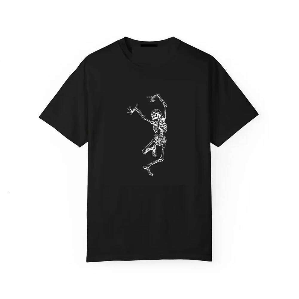 Skeleton Dance Graphic Women Men T-Shirt Summer Fashion Bohemian Vinatge Gothic Tee Short Sleeves Female Funny Halloween Top Z260314