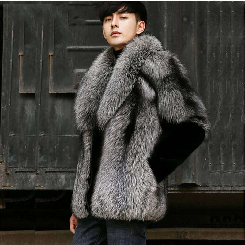 Men's new fox fur one mink short jacket winter warm leather coat Z260313