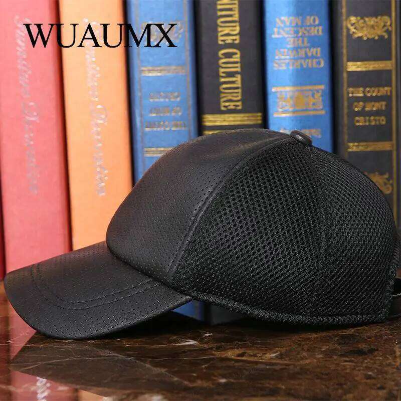 Fashion Genuine Baseball Caps For Men Women Spring Summer Mesh Cap Sheepskin Leather Net Hip Hop Snapback Hat Casual Z260314