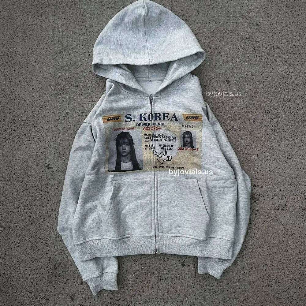 Y2K Streetwear Portrait Printed Zipper New Harajuku Gothic Women's Hoodie Z260314