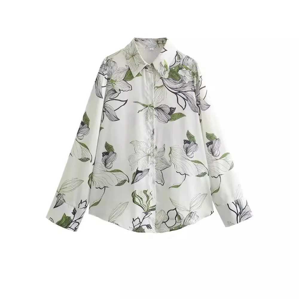 PRINTKAOIR Spring and Autumn French casual and comfortable vacation style printed loose shirt and printed pants set M260313