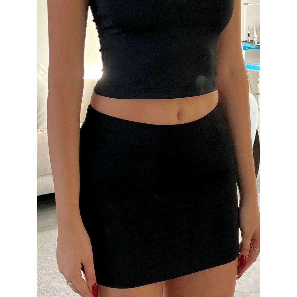 Women Solid Color Mid Waist Streetwear A-line Spring Summer Mini Skirts Black/White/Pink/Green Z260314