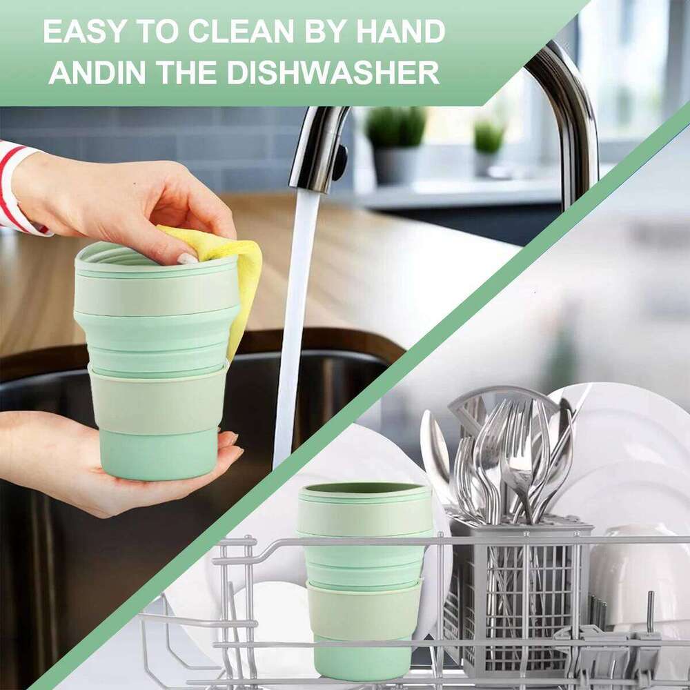 Leeseph Collapsible Travel Cup, Silicone Portable Drinking Mug with Lid Water, Coffee, Drinks for Hiking & Picnic350/500ML Z260313