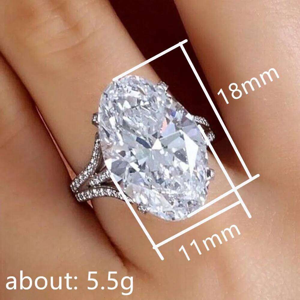 Huitan Big Crystal Oval Cubic Zirconia Wedding Ring for Women Silver Color Fashion Elegant Engagement Bands Jewelry Nice Gift H260312