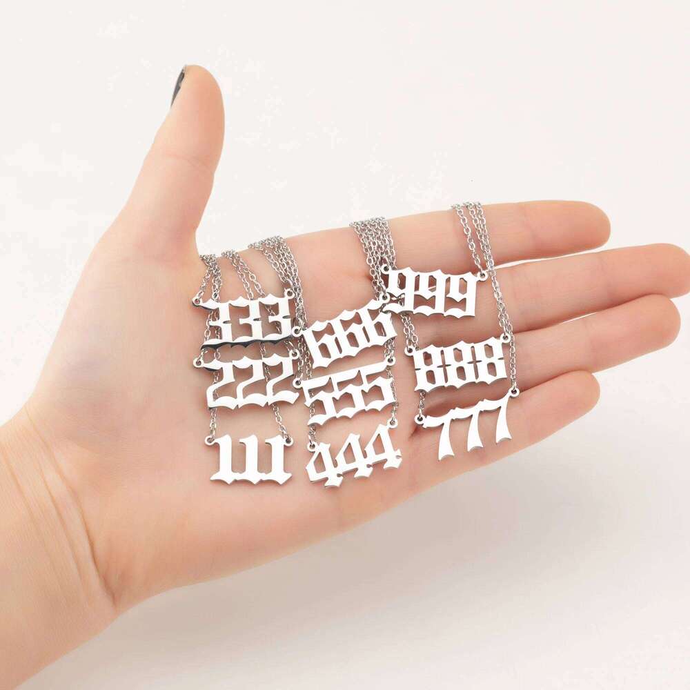 111 222 333 444 555 777 888 999 666 Devil Necklace Stainless Steel Unique Number Pendant Charms Golden Minimalist Jewelry BFF H260312