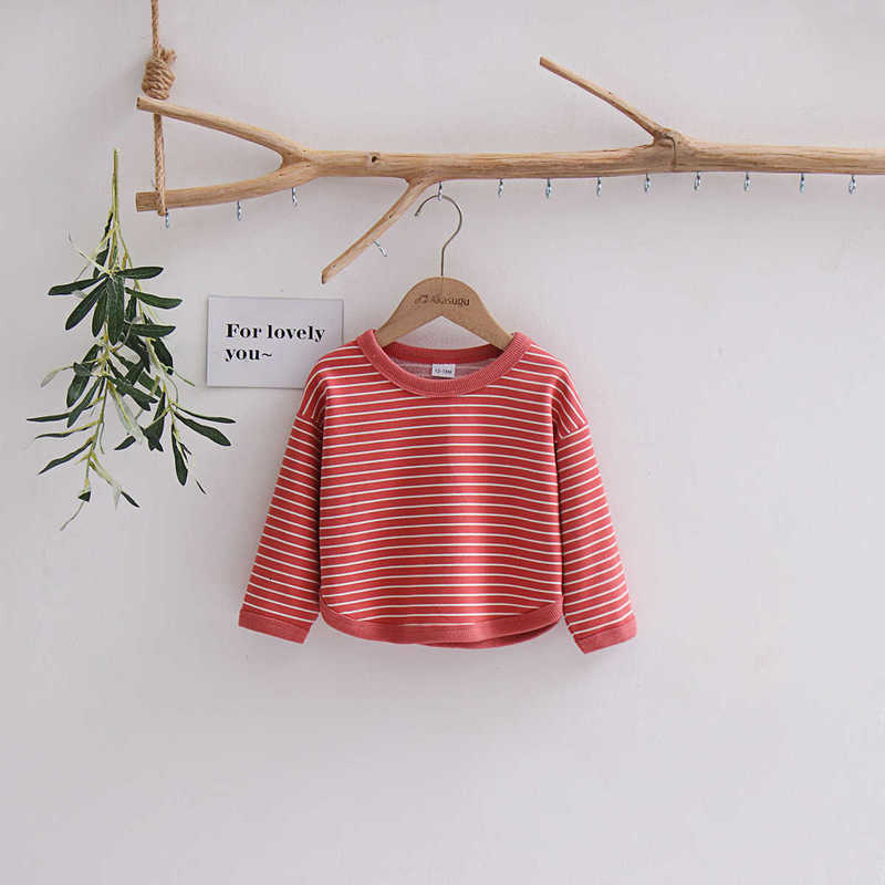 Women's T-Shirt Spring and Autumn New Children's Clothing: Boys' T-shirts Korean-style girls' striped sweatshirts loose long-sleev