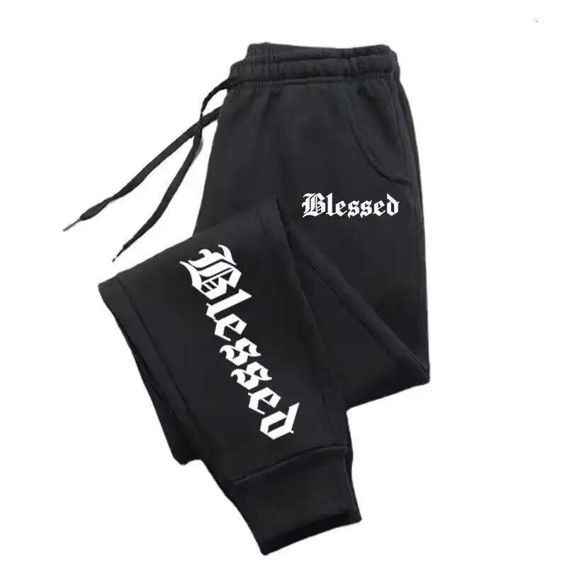 Letter of Blessing printed and women's Y2K pants Jogging activewear leggings Sportswear men's drawstring sweatpants Z260315