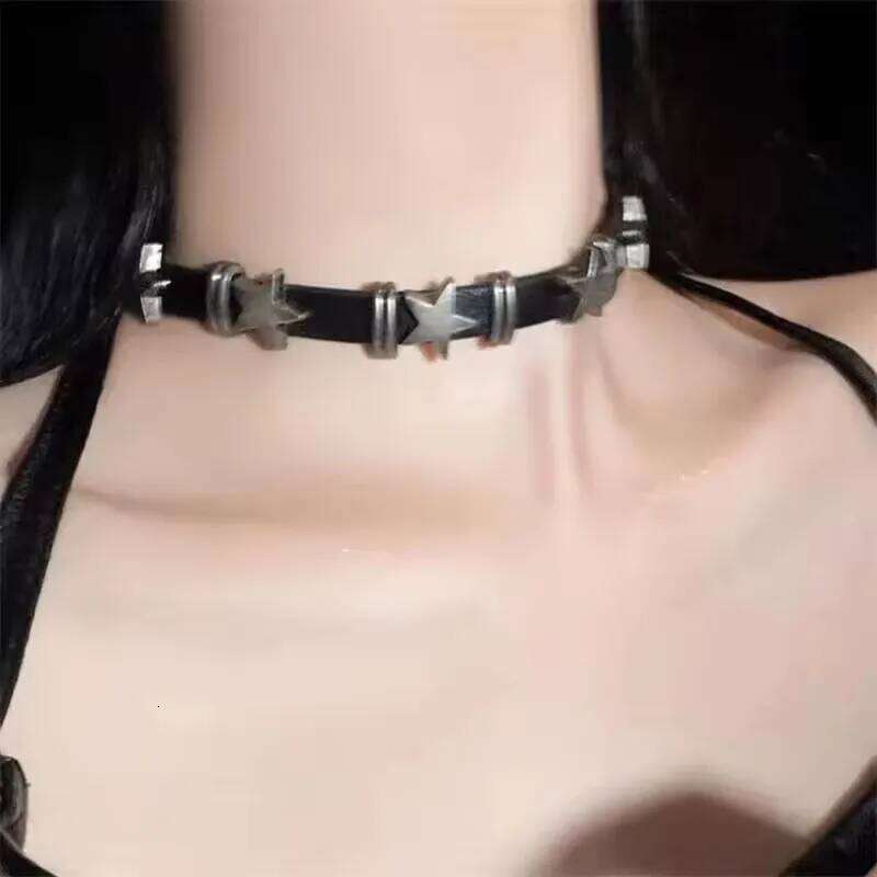 Punk Y2K Vintage Charm Grunge Pendant PU Leather Sexy Choker Necklaces For Women Spice Girls Goth Jewelry Accessories Gift H260312