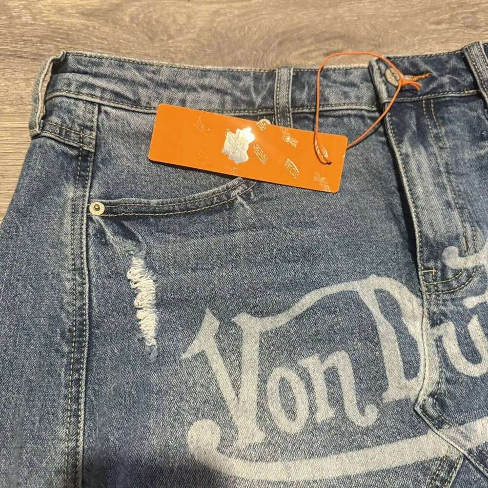 Gothic Women Fashion Denim Y2K Hip Hop Letter Graphic Print Retro Blue Baggy Shorts High Waist Slim Fit Mini Skirt Z260314