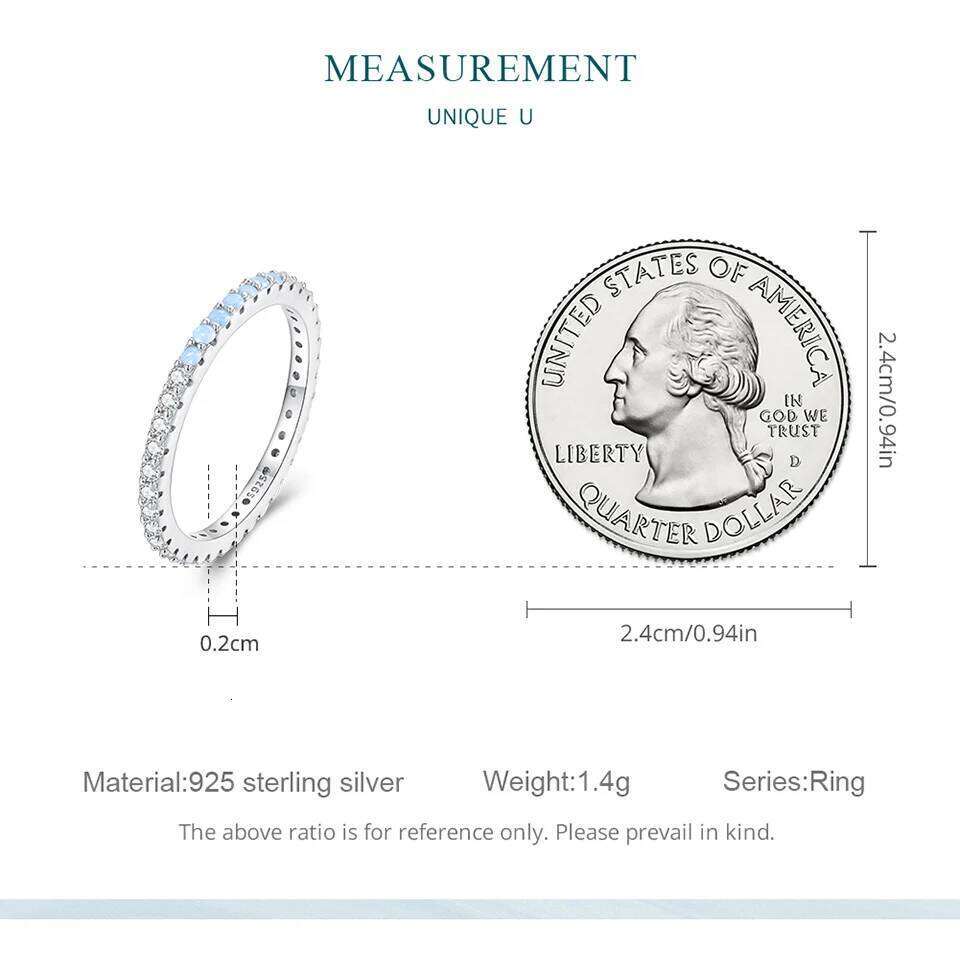 WOSTU 925 Sterling Silver Rainbow Blue Fire Opal Clear Zircon Simple Engagement Rings For Women Classical Roud Stacking Ring New H260312