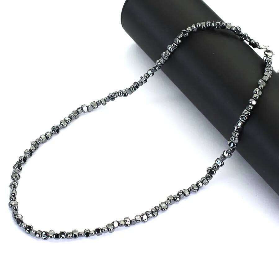 New Handmade Men Healing Necklace Irregular Hematite Stone Beads Energy Jewelry Short Collar Hiphop Neck Accessories Hombre H260312