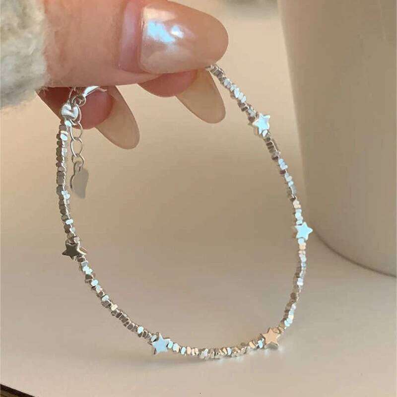 New Chinese Style 925 Sterling Silver Five-pointed Star Beaded Bracelet for Woman Girl Summer Jewelry Accessories Colorfast Gift Z260313