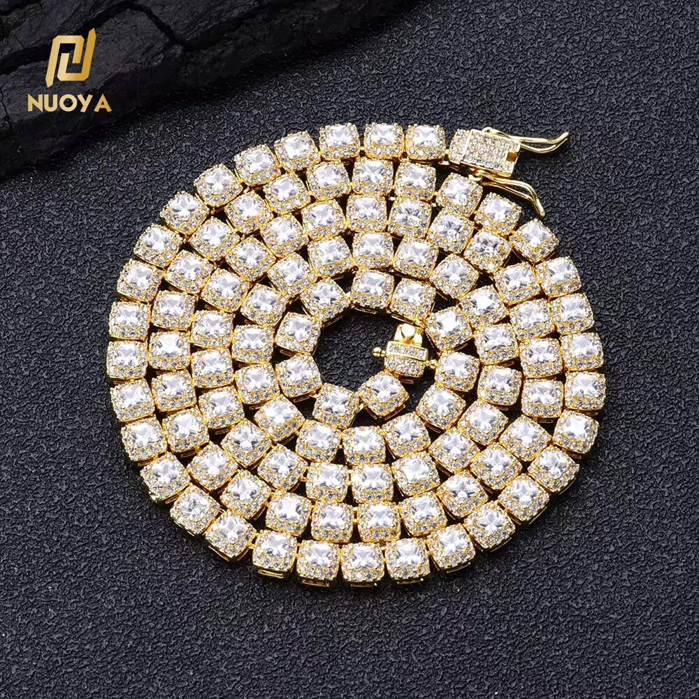 NUOYA Wholesale Premium 5mm Cluster Tennis Chain Choker Necklace Gold Plated Iced Out Diamond Chain Necklaces for Women