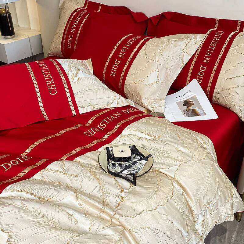 Light 100% Pure Cotton Four-piece Embroidery Quilt Cover Sheet Pillowcases Home Textile Bedding Set 1.8m 2m Bed H260312 - view 7