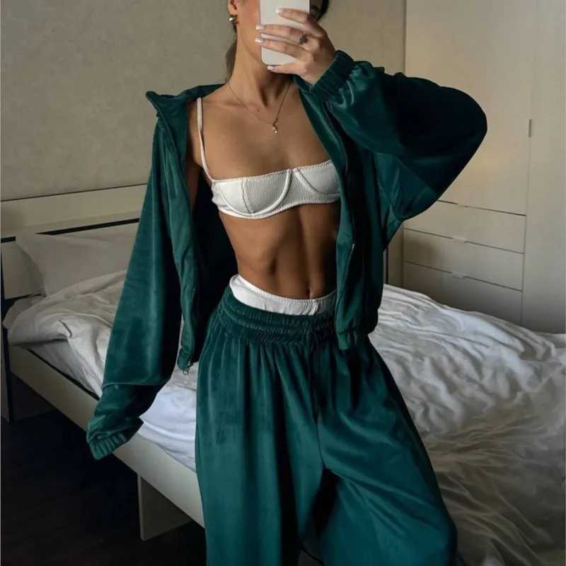 Casual Pants Suit 2025 Autumn Winter Cardigan Sweatshirts Sports Women Fashion Street Long-sleeved Jacket Trousers Two-piece Set M260313