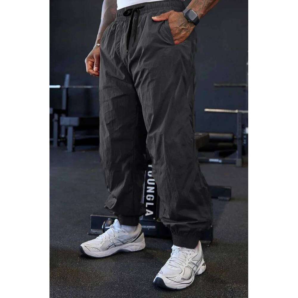 Spring and autumn men's outdoor lightweight stretch pure-color training pants, fashionable sports loose-cuffed long pants Z260315