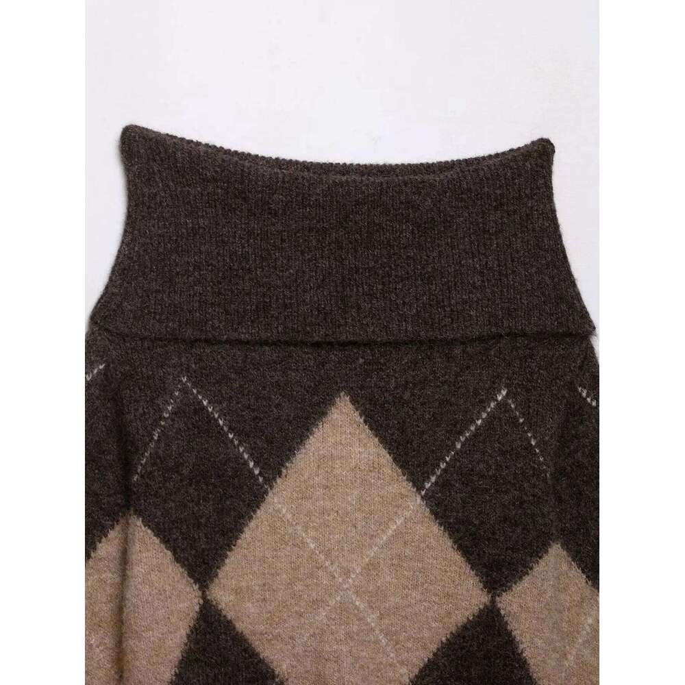 Autumn Women's Sweater Off Shoulder Fashion Argyle Womens Sweaters Temperament Slash Neck Knitted Pullovers Clothing Z260313